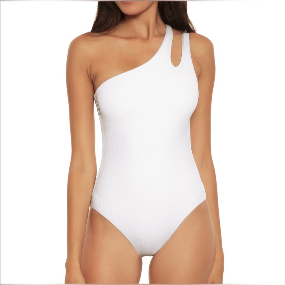NWT BECCA Asymmetrical White Swimsuit Swim - Size Small